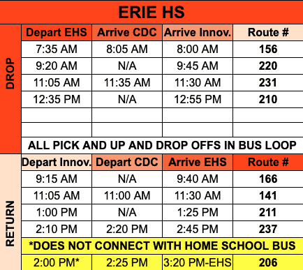 CDC/IC Bus Schedule