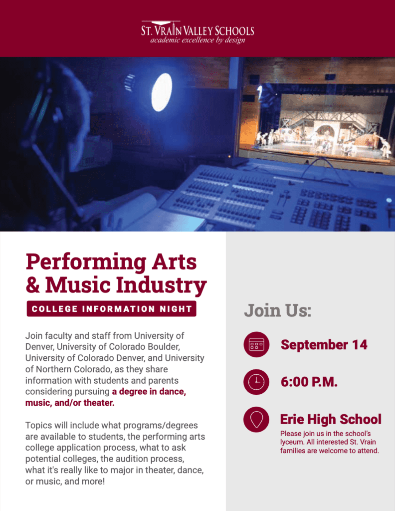 Performing Art Music Industry College Information Night Erie High 