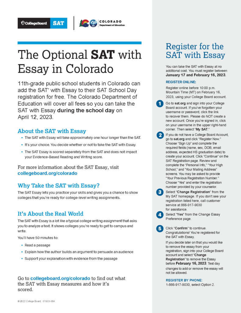 is there an essay portion on the sat 2022