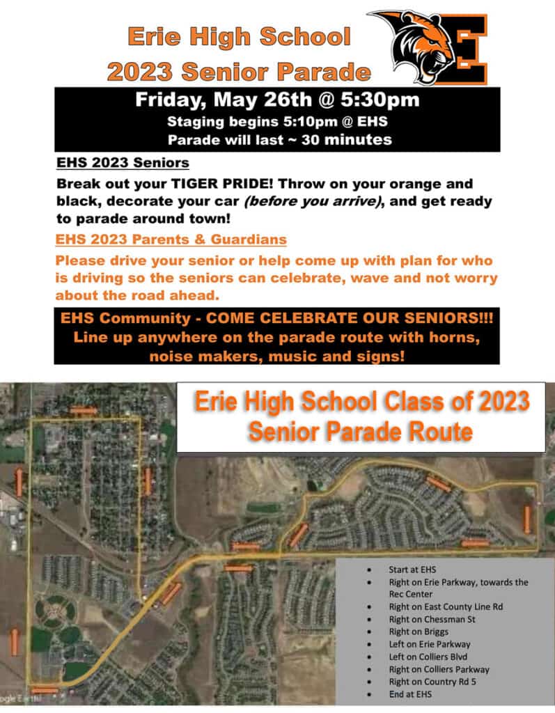 EHS Class of 2023 Senior Parade Route map