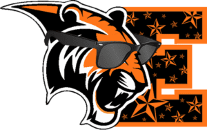 logo of erie tiger with sunglasses on 