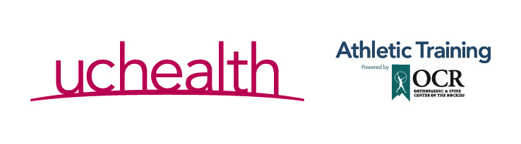 Logos for UCHealth and Athletic Training powered by OCR, related to athletics.